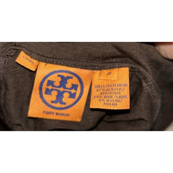 Tory Burch Brown Wool Blend‎ Turtleneck Sweater  3/4 Zipper Gold Accent M - Picture 2 of 7